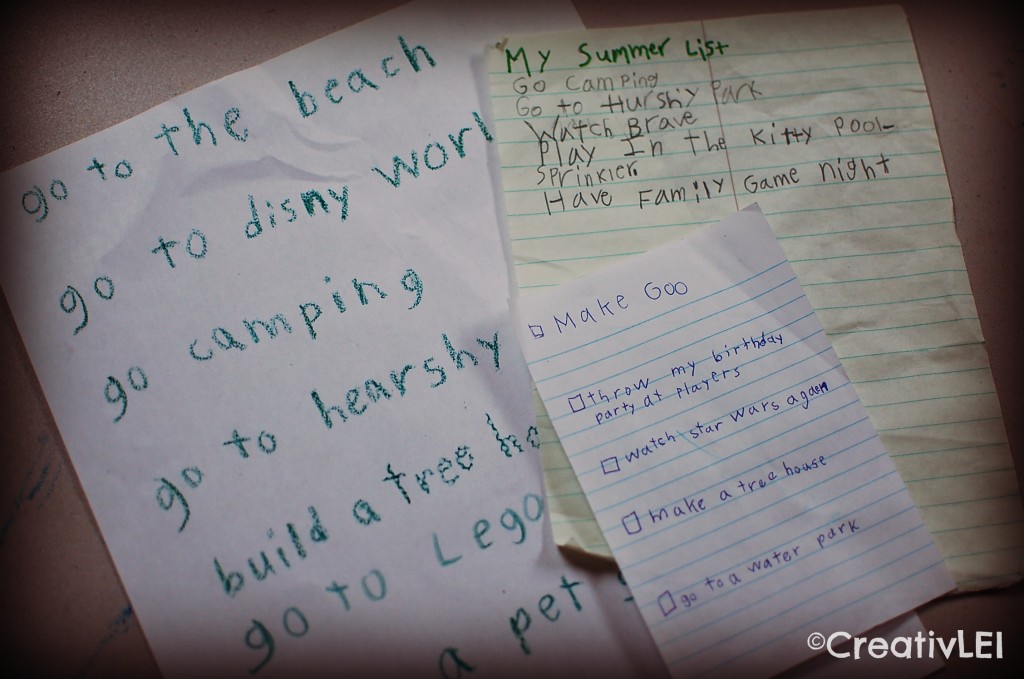 We let the children come up with summer bucket list ideas