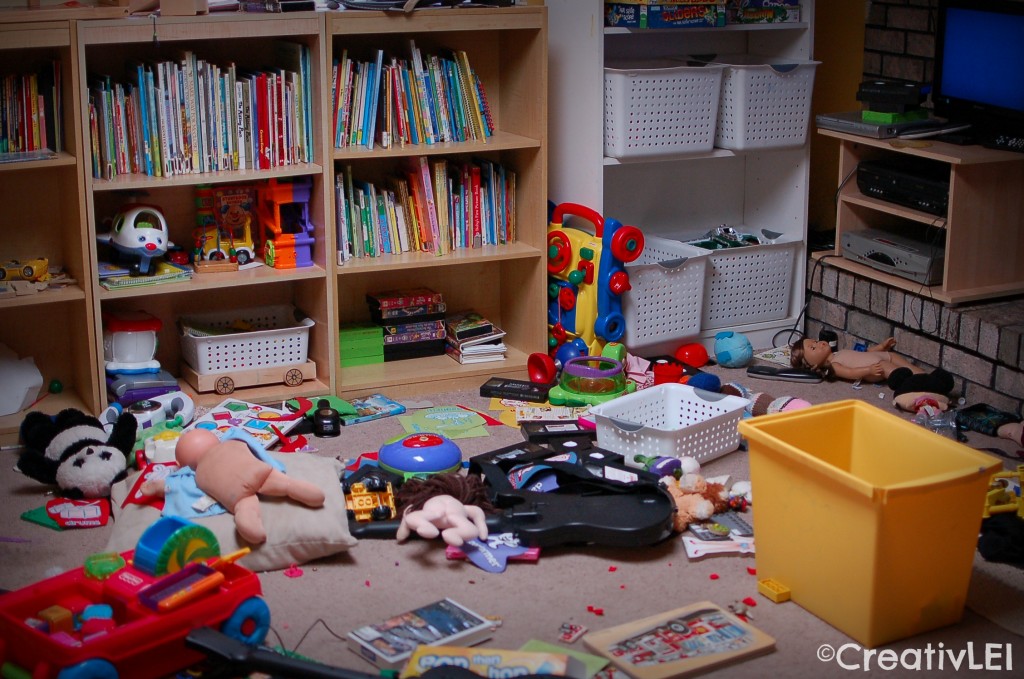 when the children play they like to take every single toy or book off the shelves and spread them around the floor