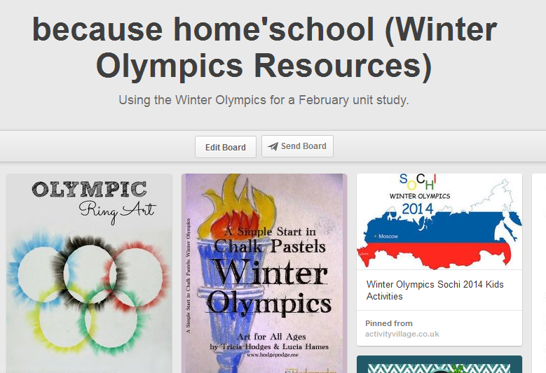 Winter olympics pinboard