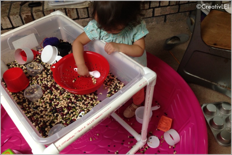 Toddler sensory table in kiddie pool