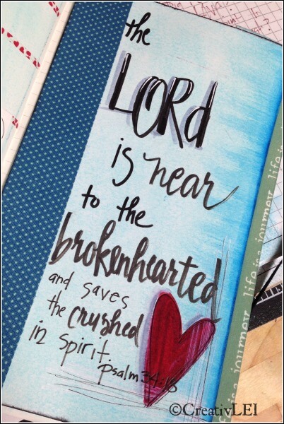 Psalm 34_18 scripture art journal by CreativLEI.com