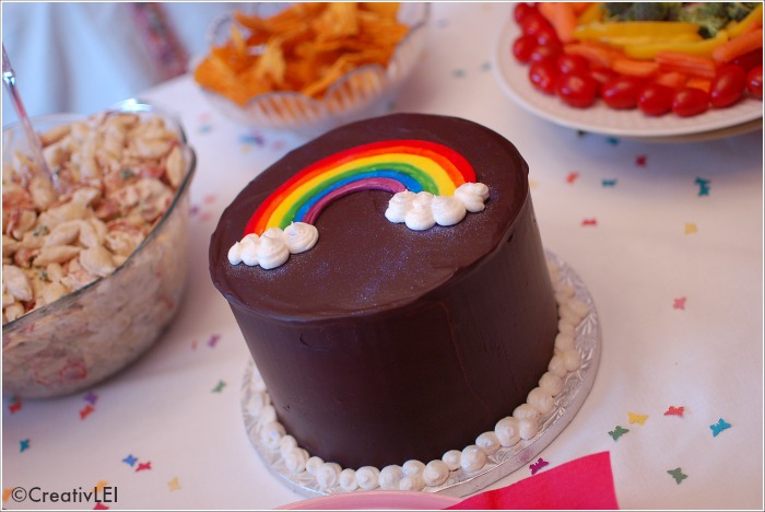 rainbow cake centerpiece