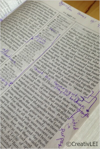 Writing in the margins of my study bible