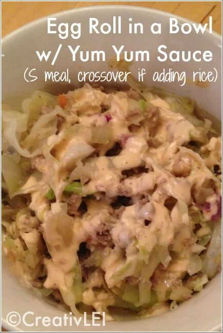 Trim Healthy Mama Low-carb Egg Roll in a Bowl with Sugar-free Yum Yum Sauce