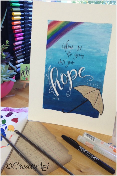 A free printable handlettered painting to download and print, when you need a reminder to hope. From CreativLEI.com