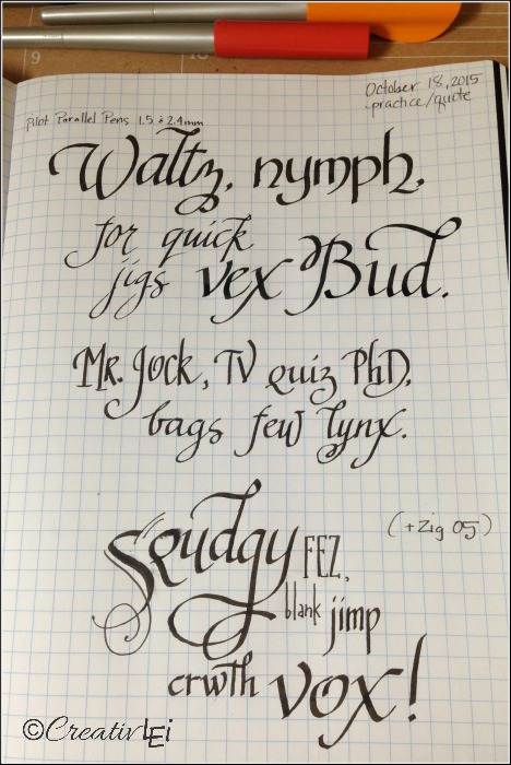 Pangrams to practice calligraphy. CreativLEI.com