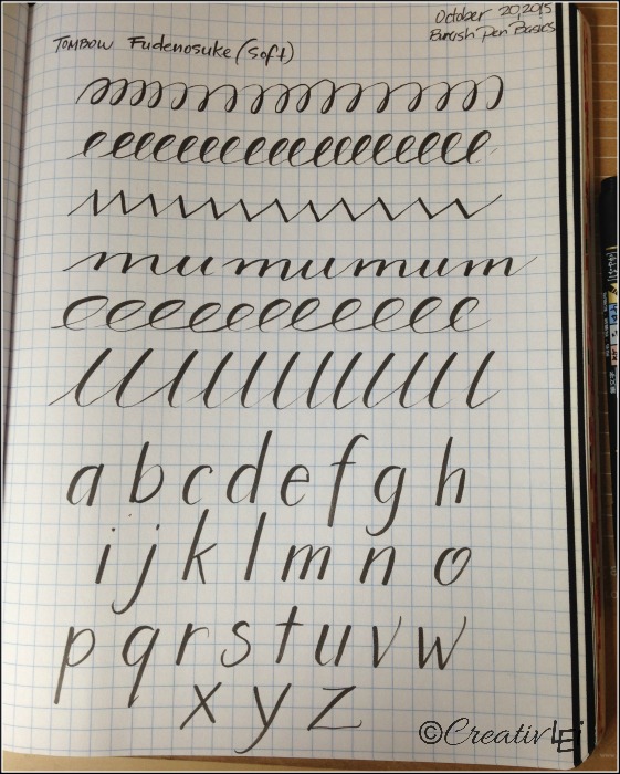 Pen exercises with a brush pen. CreativLEI.com