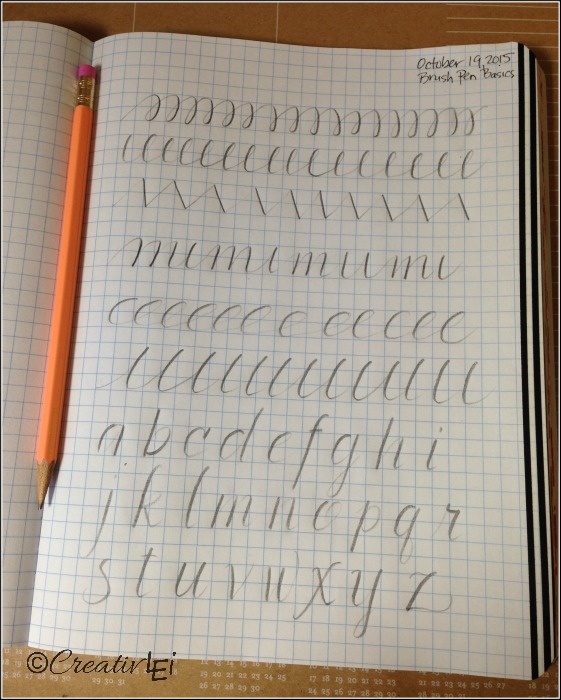 Pencil exercises for brush lettering. CreativLEI.com