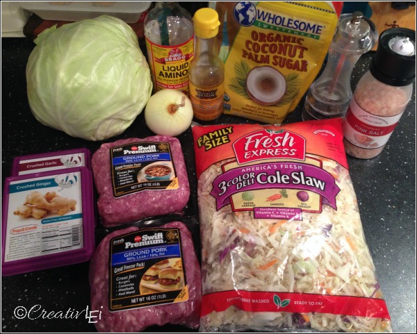 Simple ingredients for egg roll in a bowl a grain-free low-carb favorite. CreativLEI.com