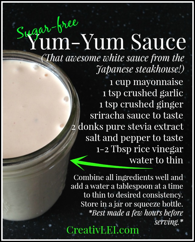 You can make yum-yum sauce at home with just a few simple ingredients. Sugar-free for THM! -from CreativLEI.com