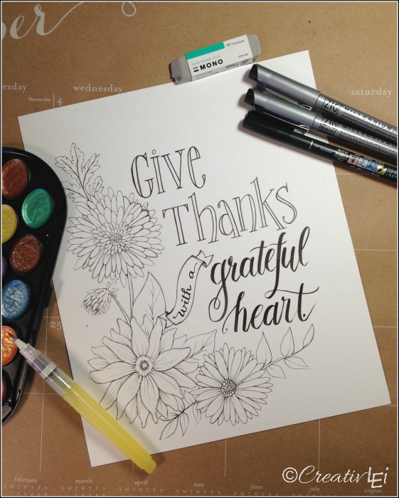 Download a FREE hand-lettered Thanksgiving design from CreativLEI.com