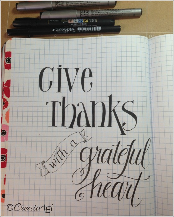 Use ink for a clean draft of your hand lettering design. CreativLEI.com