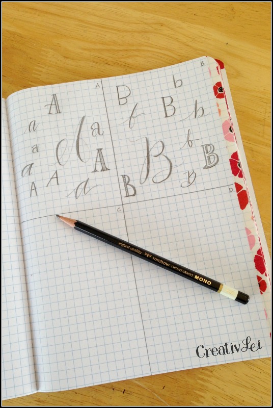 Create a grid on your notebook page for an area for daily drills and practice for improving hand-lettering and penmanship. -CreativLEI.com